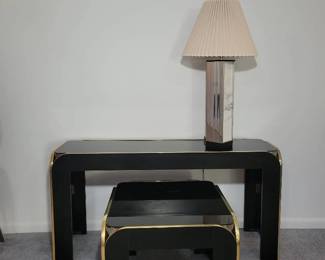 1980s Black Waterfall Table Set