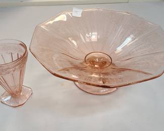 vintage pink depression glassware