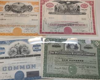 Railroad stock certificates, replica