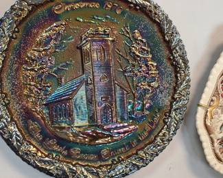 Fenton Christmas irredescent plate