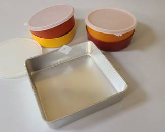 tupperware, cake pan home items