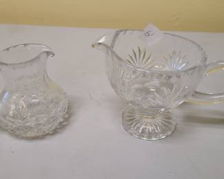 vintage leaded crystal creamer, gravy dish