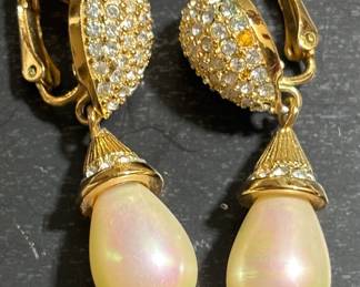 vintage Christian Dior clip-on earrings with pave rhinestones
