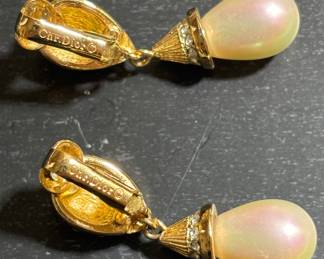 vintage Christian Dior clip-on earrings with pave rhinestones