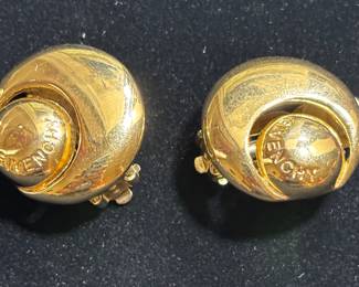 vintage Givenchy gold-tone clip-on earrings with the GIVENCHY logo