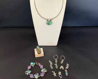 Southwestern Sterling Silver Jewelry Collection Turquoise, Amethyst,