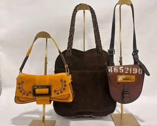 AUTHENTIC Designer Bag Trio Roger Vivier, OneofKind Vintage Leather Purse, Meindl Suede Tote
