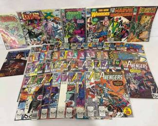 Large 63 Comic Lot 1980s1990s Marvel with XMen, Silver Surfer, Handbooks More