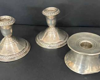 Set of Gorham Sterling Silver Pyramid Candlesticks