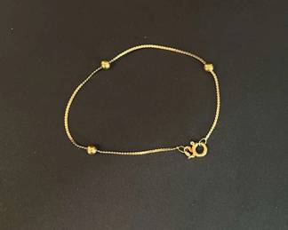 Elegant 14K Gold Bead Station Bracelet 6.5 1.63g
