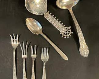Antique Vintage Silver Utensils Norwegian Sami Spoon, Ornate Ladle, Sterling Forks More