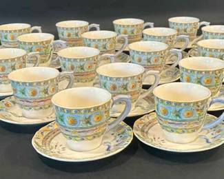 Set of 16 Gien France Raphal Demitasse Cups Saucers