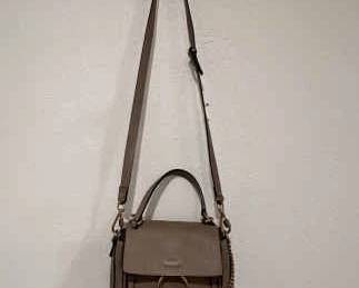AUTHENTIC Chlo Faye Small Leather Shoulder Bag in Taupe with Silver and Gold Accents
