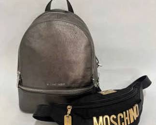 2piece Designer bag set Michael Kors backpack Moschino fanny pack w iconic goldtone lettering