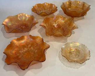 Antique Marigold Carnival Glass Bowl Collection