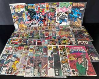 Large Marvel 59 Comic Lot SpiderMan, Wolverine, Secret Wars, Ghost Rider, Silver Surfer and more