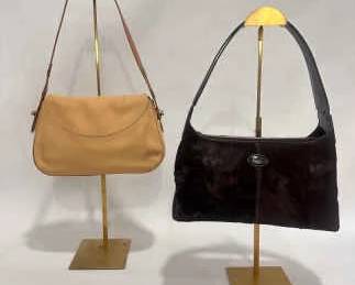 Pair of AUTHENTIC TODS Designer Bags Camel Leather Satchel and Chocolate Pony Hair Bag