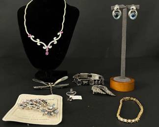 Vintage Sterling Jewelry Necklace, Brooches, Bracelets, Earrings