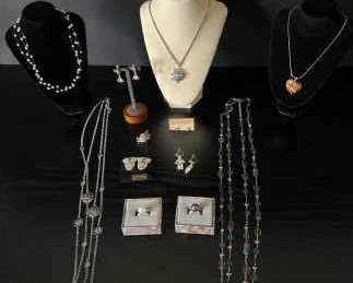 Elegant Vintage Jewelry Lot Rhinestones, Faux Pearls Designer Looks
