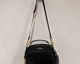 AUTHENTIC TUMI Voyageur Black Crossbody Bag with Gold Hardware RFID Key Ring