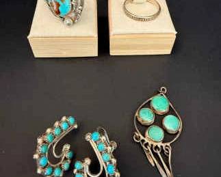 Vintage Sterling Silver Turquoise Jewelry