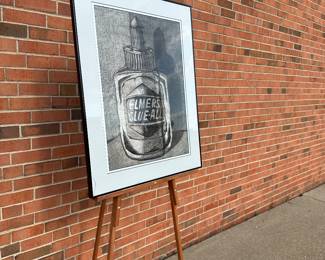 #23: 24”w x 31”h, $115.00, ink wash, chip in glass lower left 