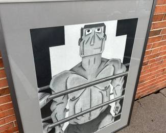 #2: 40.5”w x 49”h, $295.00, ebony pencil, note: matting may need replacing lower left 