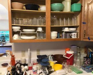 Corelle dishes and misc glassware