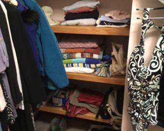 Beach towels, swim suits, purses
