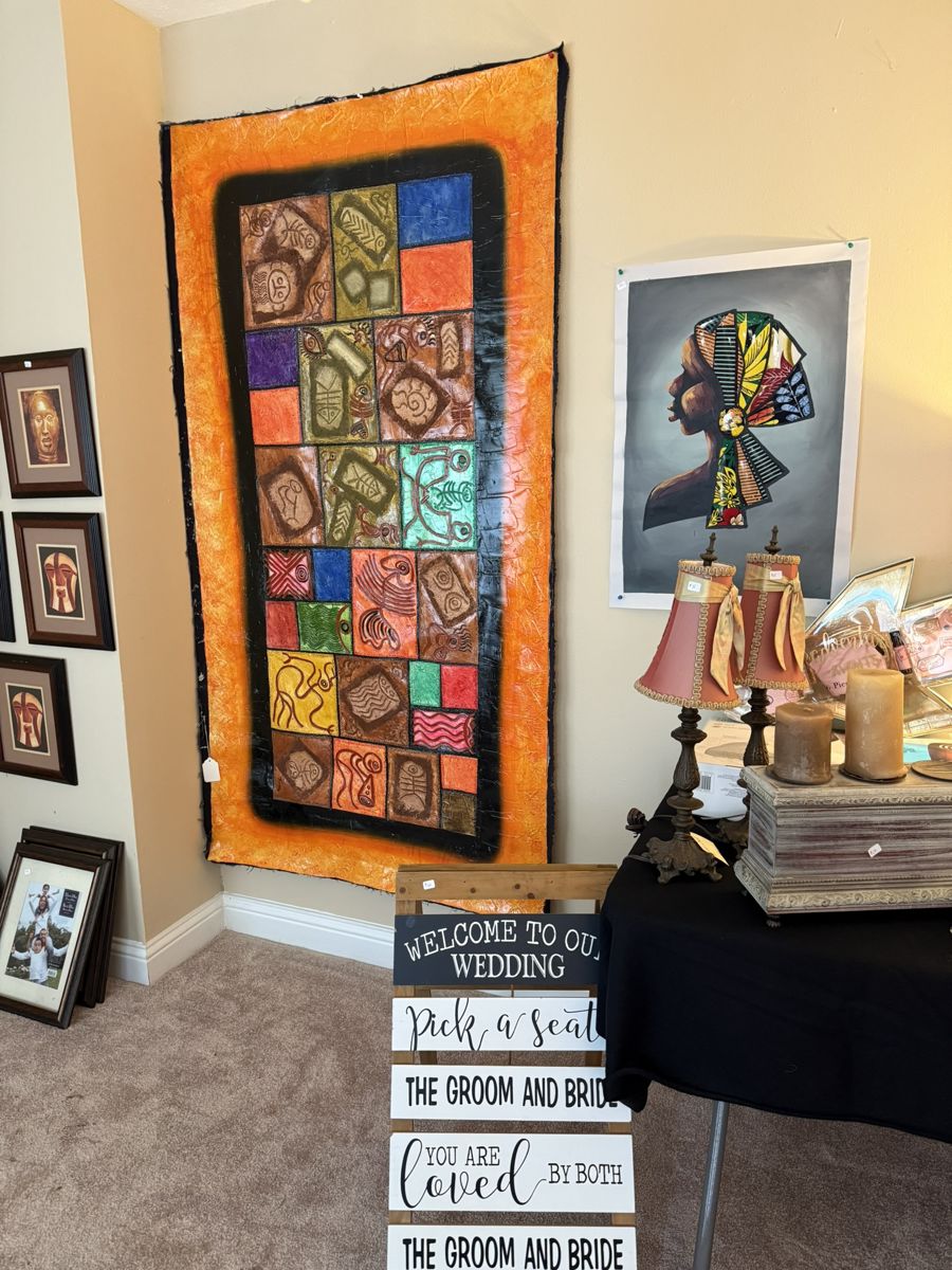 Large oversized art from the Dominican Republic. African Woman painting from West Africa.