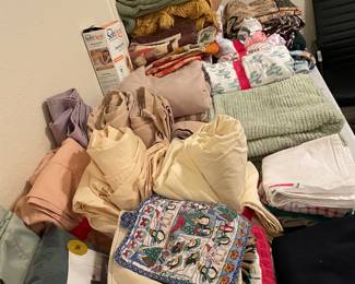 Linens, blankets and kitchen items