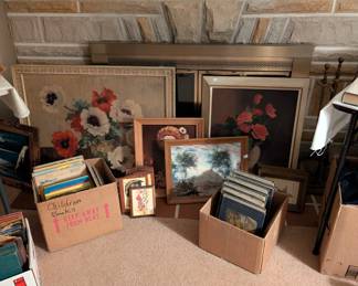 Variety vintage art prints, paintings, and canvas