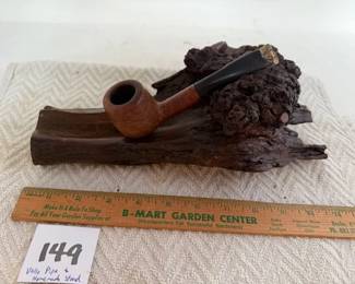 Vintage Pipe with Handcrafted Pipe Stand