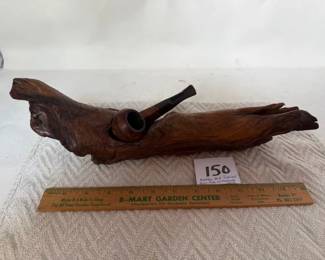 Vintage Pipe with Handcrafted Pipe Stand