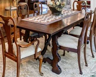 Gorgeous, Unique Dining Table 8'x 42" with one 20" inserted. Comes with one additional 20" leaf. 