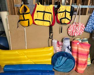 Dog Life Jackets, pool floats and float hammocks