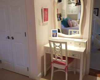 Dressing table; wall mirror; chair