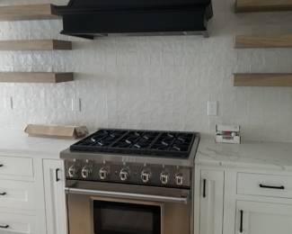 WOLF 6-burner range; custom range hood