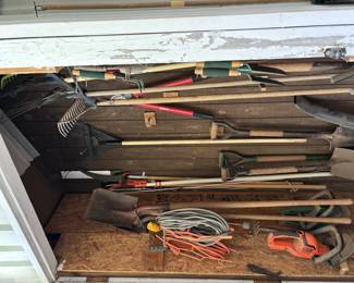 Yard tools, lots of garage items