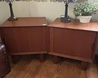 Matching nightstands with accordion doors (all teak)