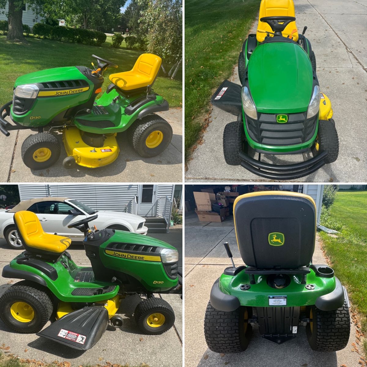 Photo 1 of 4
2015 John Deere D130
Brand New Battery (July 2025)
Oil Change & Filter (July 2025)
Hours: 361