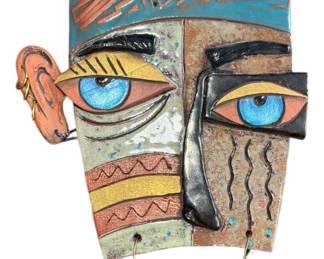 Signed Abstract Clay Mask Art