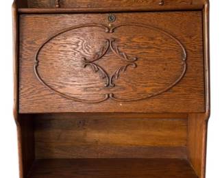 Vintage Solid Oak Drop Front Secretary Desk