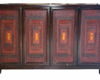 Carved Wood Console Cabinet