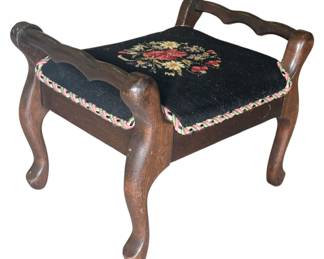 Vintage Needlepoint Foot Stool