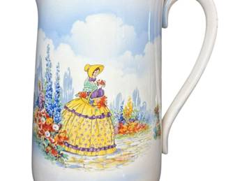 Crinoline English Lady Falcon Ware Pitcher