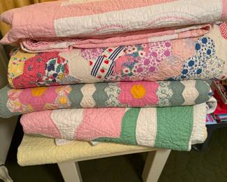 Vintage 1930's Handmade Feed Sack Quilts in Pristine Condition