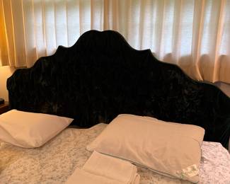 Vintage Green Velvet King Headboard 