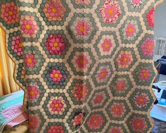 Vintage 1930's Handmade Feed Sack Quilts in Pristine Condition