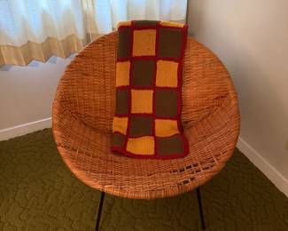 Vintage Wicker Chair - Handmade Blanket Sold Separately 